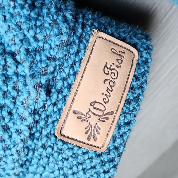 Weird Fish Macaroni Knit 1/4 Zip Pullover Sweater Teal sz S Women's Jumper - Picture 4 of 7